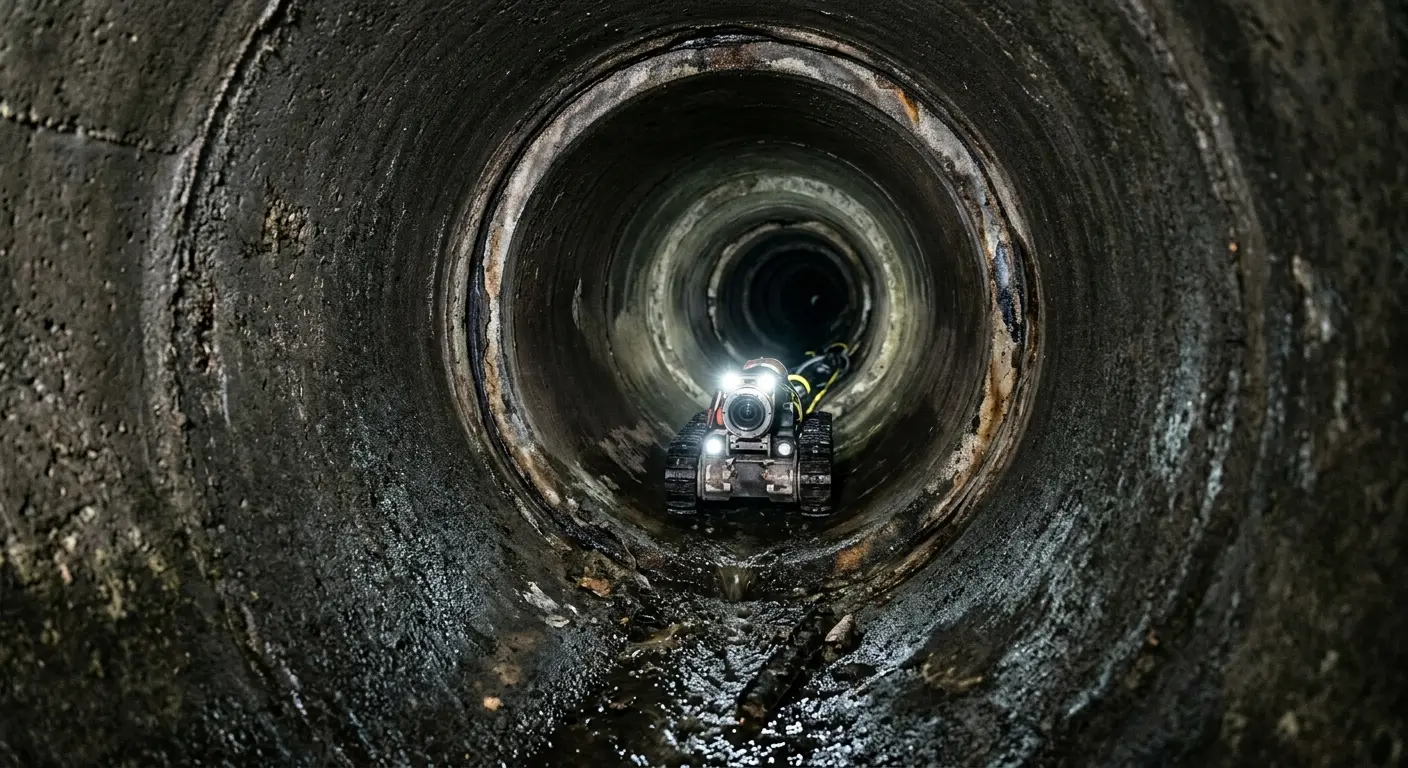Robotic sewer camera inspecting pipe interior for Sewer Line Repair in Milpitas